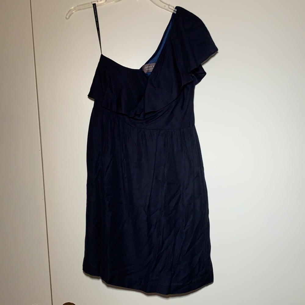 Jenny Yoo Women’s 6 Navy One Shoulder Dress
